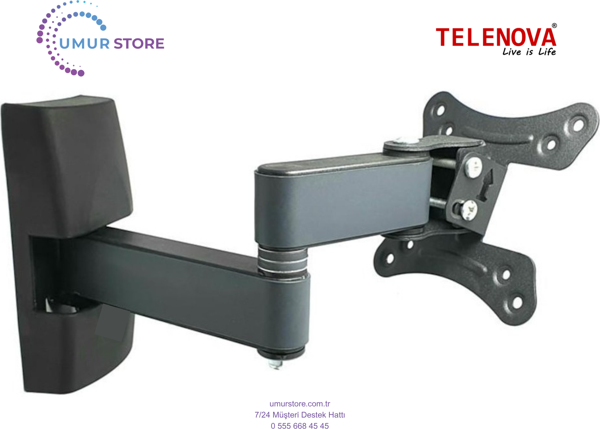 Telenova 24” İnç 61 Ekran HD Uydu Alıcılı Karavan Ev Ofis 14”- 28” Monitör Lcd Led TV Hareketli Askı - Image 1