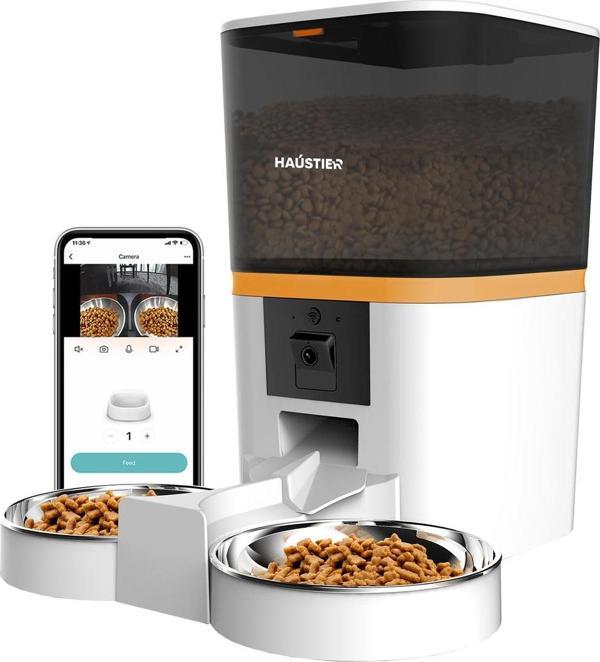 Haustier Qq009-Dual Fhd Kameralı, Akıllı Otomatik Kedi Mama Kabı Beyaz Türkiye Garantili - Image 1