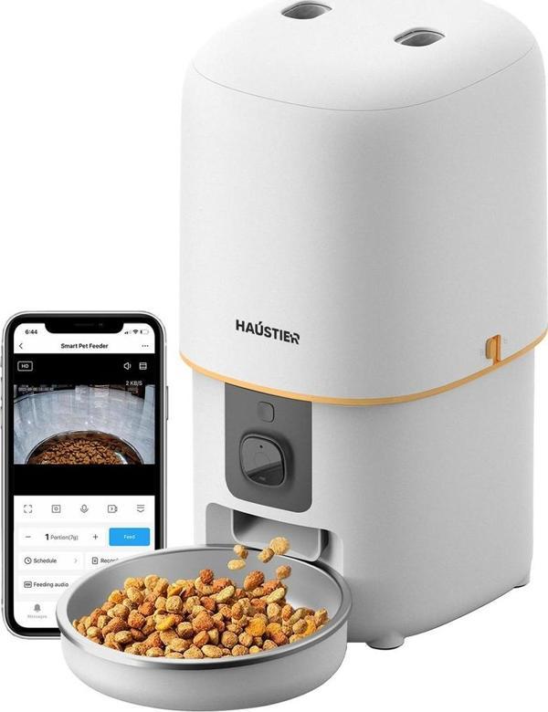 Haustier Pf05 Fhd Kameralı Görüş Akıllı Otomatik Kedi Mama Kabı Beyaz Türkiye Garantili - Image 1
