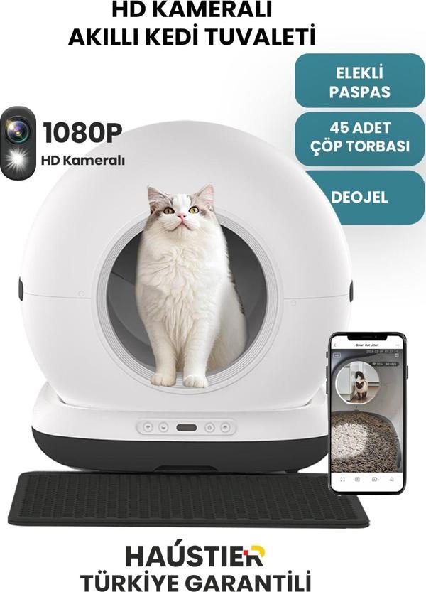 Haustier Cb002 Kameralı Akıllı Otomatik Kedi Tuvaleti, (Haustier Türkiye Garantili) - Image 1