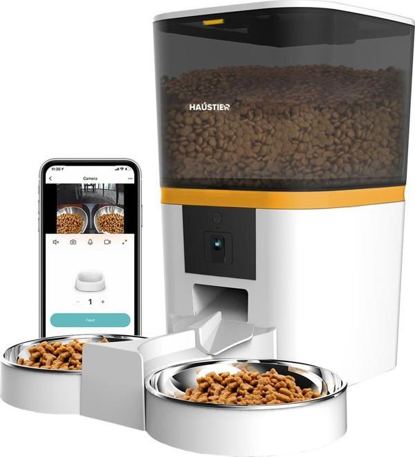 Haustier Qq005-Dual Kameralı Akıllı Otomatik Kedi Mama Kabı Beyaz (Haustier Türkiye Garantili) - Image 1