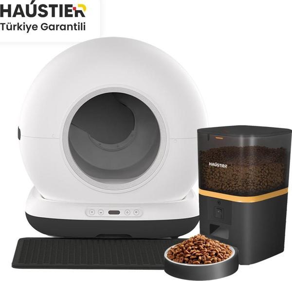 Haustier Akıllı Otomatik Kedi Tuvaleti Akıllı Mama Kabı 2 Li Kameralı Set Cb002S-Qq005S Tr Garantili - Image 1