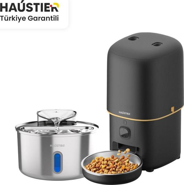 Haustier Akıllı Mama Kabı,Kedi Su Sebili 2 Li Kameralı Set (Haustier Türkiye Garantili) - Image 1