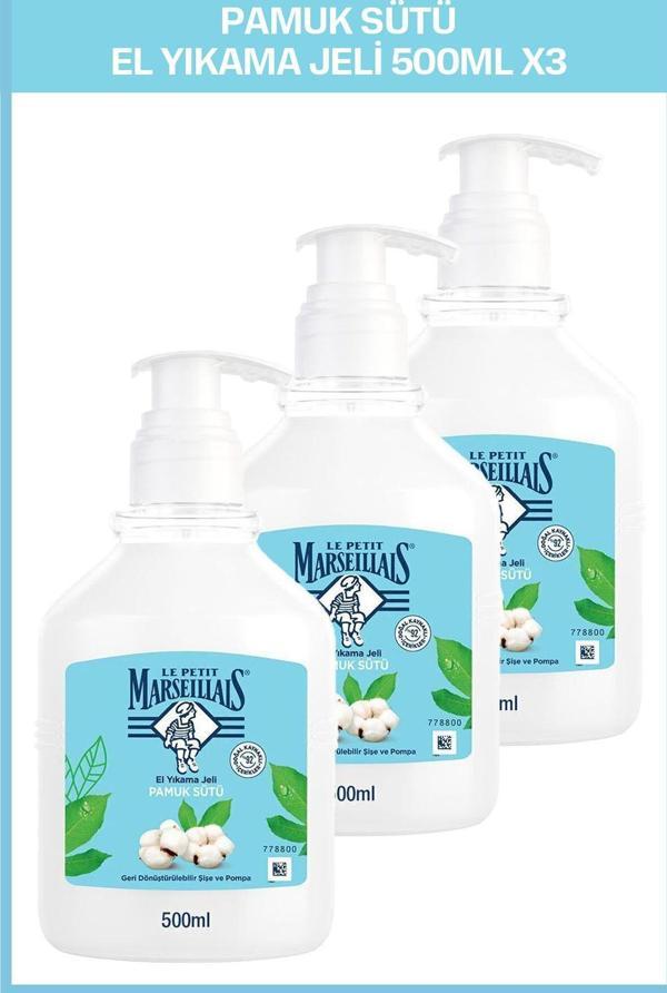Le Petit Marseillais Sıvı Sabun Pamuk Sütü 500 Ml  X 3 - Image 1