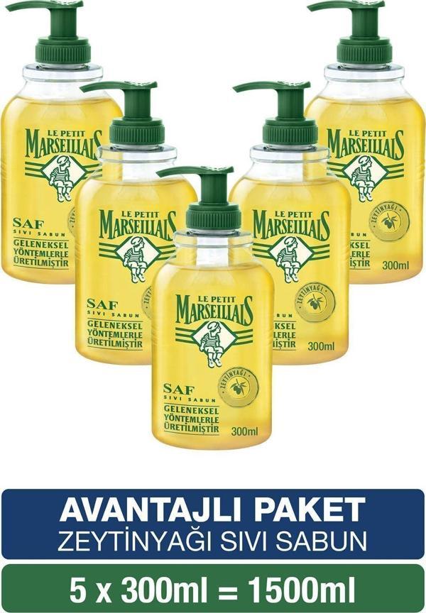 Le Petit Marseillais Saf Sıvı Sabun Zeytinyağı 300 Ml X5 Avantajlı Paket - Image 1