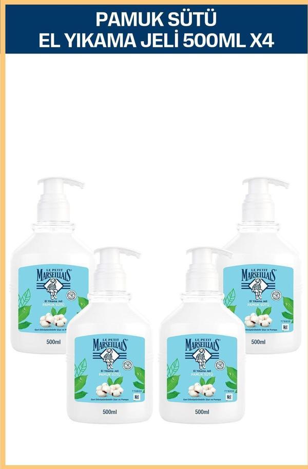Le Petit Marseillais Nemlendirici Sıvı Sabun Pamuk Sütü 500 Ml X4 Ekonomik Paket - Image 1