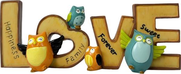 Uretti - Okay 5711 7970 Love Yazılı Baykuş Figürlü Biblo - 2’li Set - Image 1