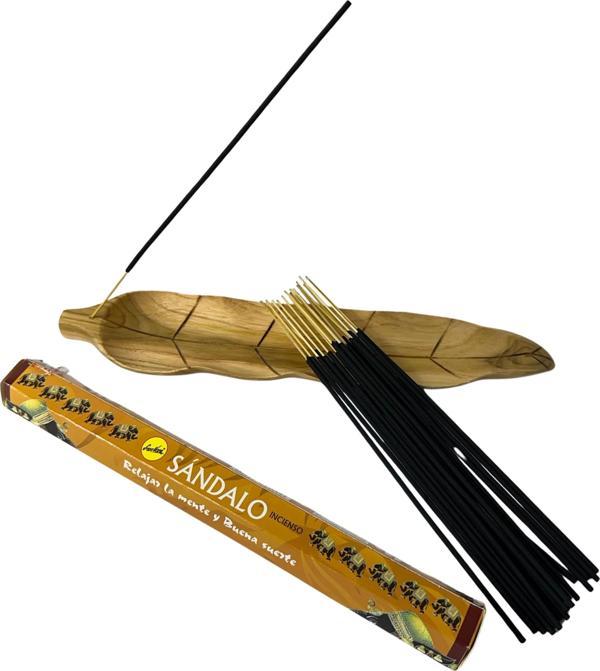 Uretti - Okay 5711 5052 El Yapımı Doğal Suar Ağacı Yaprak Model Ahşap Tütsülük - Tütsü Hediyeli - Image 1