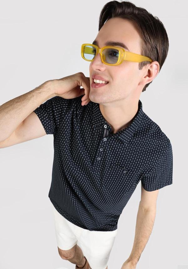 Regular Fit Polo Yaka Erkek Lacivert Pamuklu Kısa Kol Tişört - Image 1