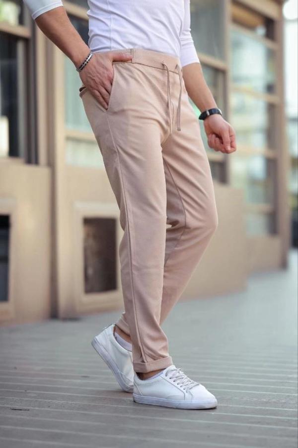 MDB Erkek Diagonel ikro Dokulu Cepli Beli astilki Pantolon  Kahverengi - Image 1