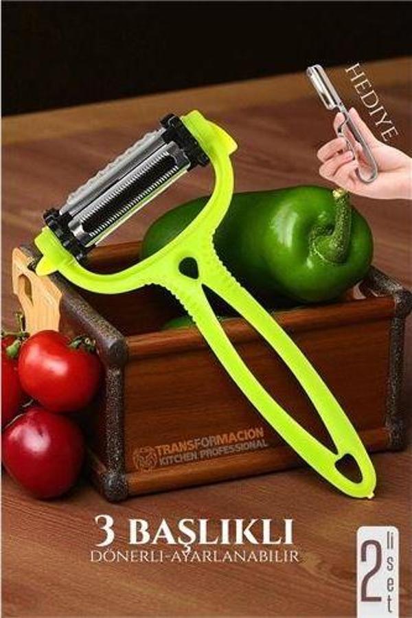 3 Bıçaklı Soyacak Seti - Sebze Soyacağı Profesyonel Paslanmaz Çelik 2 li SET - Image 1