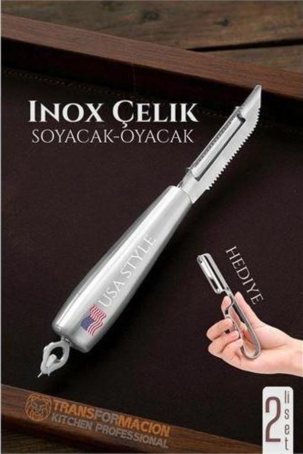 Inox Soyacak - Sebze Soyacağı - Kabak Dolma Oyacağı 2 li SET - Image 1