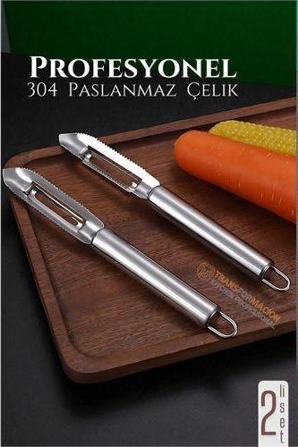 Soyacak Seti - Sebze Soyacağı Kabak Oayacağı Profesyonel Paslanmaz Çelik 2 li SET - Image 1