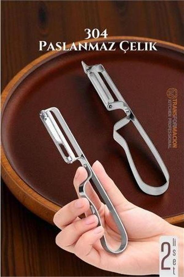 Soyacak Seti- Sebze Soyacağı Profesyonel Paslanmaz Çelik 2 li SET - Image 1