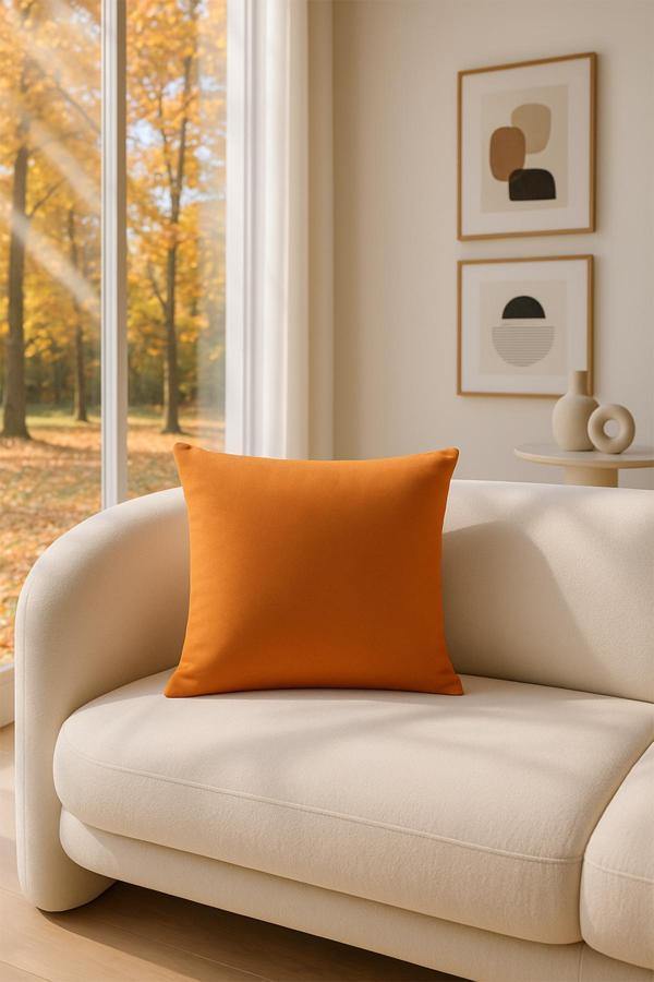 Düz Duck Kırlent Kılıfı Turuncu V1 45x50 - Image 1