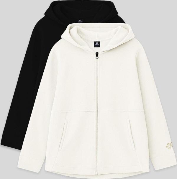 Standart Fit Kapüşonlu 2li Paket Siyah-Ekru Kız Çocuk Sweatshirt - 75152 - Image 1