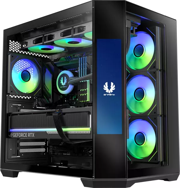 Bitfenix Digital T10 EF Black 850W 8.8″ Ekran 80+ Bronze KT10EFBBK850-4A 4x120mm ARGB Fan ATX Temperli Cam Siyah Gaming  - Image 1