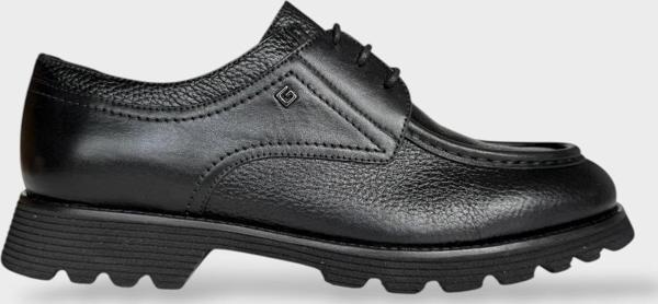 Erkek Hakiki Deri Bağcıklı Kalın Taban Ayakkabı SİYAH - Image 1