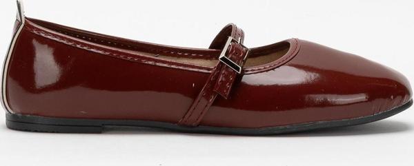 Kadın Kemer Detay Rugan Babet Ayakkabı BORDO - Image 1