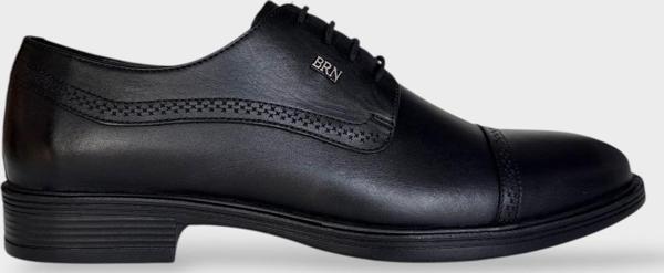 Erkek Hakiki Deri Bağcıklı Ayakkabı SİYAH - FÜME - Image 1