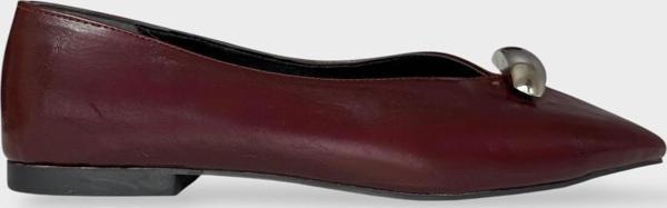 Kare Burun Toka Detaylı Kadın Babet BORDO - Image 1