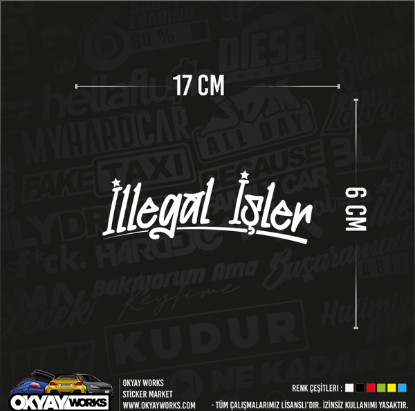 Okyay Works İllegal İşler Sticker - Sarı - Image 1