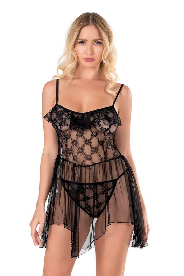 Findit Siyah Kısa Tül Gecelik - Image 1