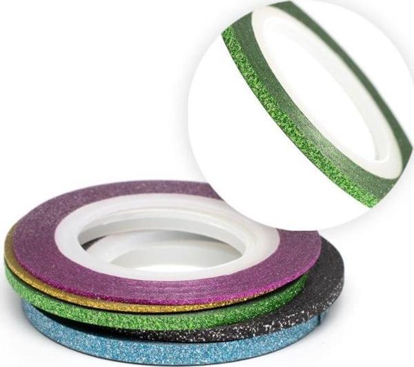 Nail art Yapışkan şerit 1metre Simli yeşil geniş - Image 1
