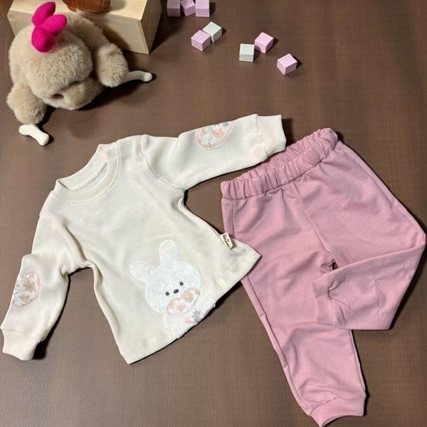 TAVŞAN DETAYLI ALT ÜST TAKIM - Gül Kurusu - 9 Ay Gül Kurusu - Image 1