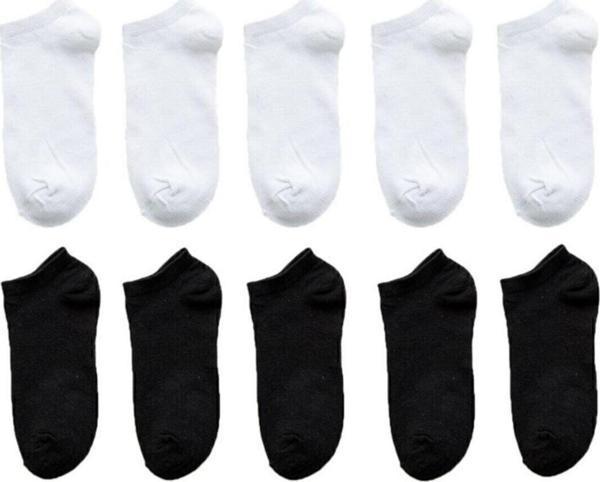Zirve Unisex 8 Çift Koton Ekonomik Siyah + Beyaz Renk Patik - Image 1