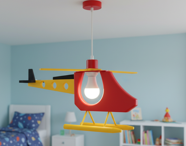 KDF001H ÇOCUK ODASI HELİKOPTER SARKIT AVİZE — RENKLİ TASARIM / E27 DUY - Image 1