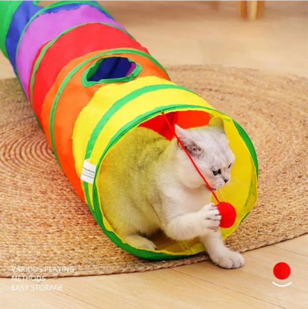 Mucit Home Düz Kedi Tüneli Katlanır Gökkuşağı Uzun Düz Kedi Köpek Oyun Tüneli Evcil Hayvan Oyun Tüneli - Image 1