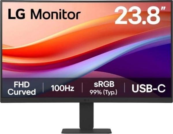 23.8 Lg 24u421a-b Va 5ms 100hz Usb-c Hdmı Fhd 1920x1080 Curved Vesa Sıyah - Image 1