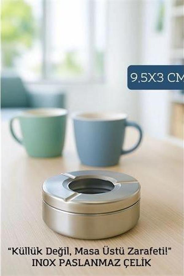 HSNET Inox Çelik Küllük – 9.5 cm x 3 cm | Modern Hijyenik ve Dayanıklı Tasarım - Image 1