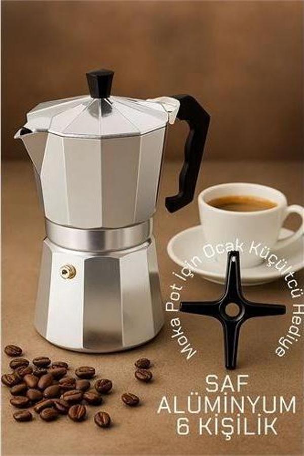 HSNET Klasik Italyan Moka Pot - 6061 Saf Alüminyum  Profesyonel Moka Pot - 6 kişilik - Image 1