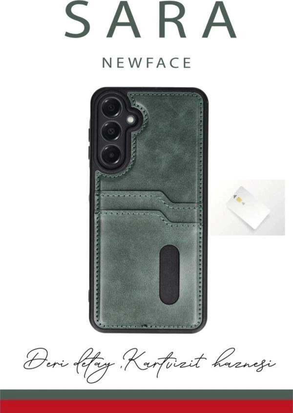 Samsung Galaxy A25 5G Kılıf Sara Kartvizitli Deri Kılıf - Taba-(5796) - Image 1