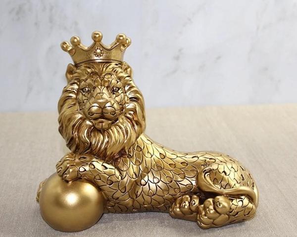 Polyester Dekoratif Taçlı Aslan Figürü Alk2575 - Image 1