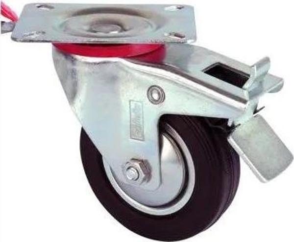 Servis Tekeri - Tablalı Frenli Siyah Döner - Çap 125 Mm - Image 1