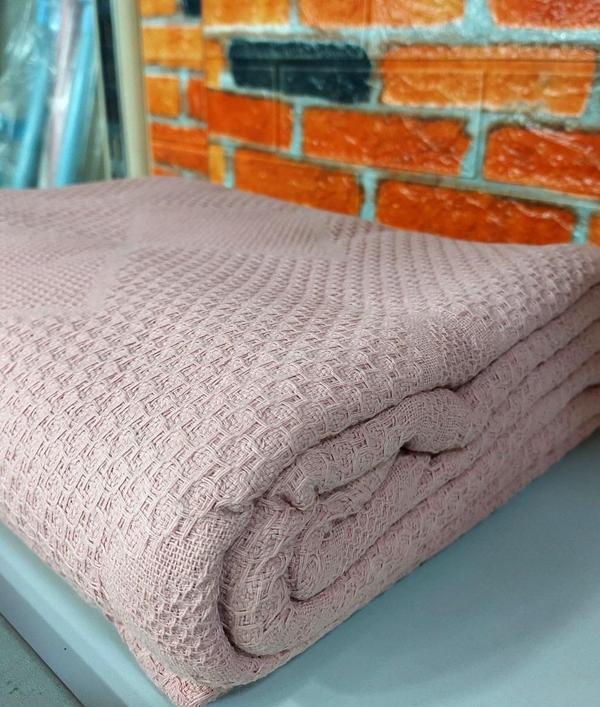 Şaheser %100 Pamuk Çift Kişilik Pike 240x220 (Tek Pike)-Pudra - Image 1