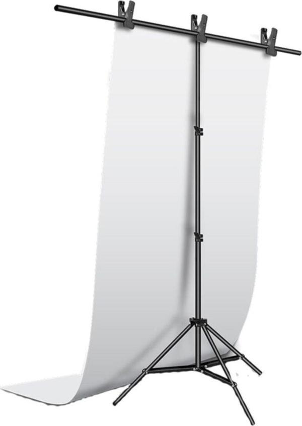 Fototek 150X200Cm Beyaz Pvc Fon 160X240Cm T Stand Kit Stüdyo Çekim Seti White Fund Kit - Image 1