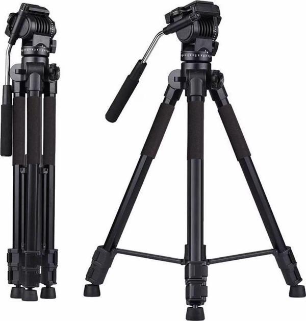 Fototek 170Cm Profesyonel Hidrolik Kafa Video Tripod 10 Kg Taşıma Kamera Tripot Kalın Bacak Tutma Süngerli - Image 1