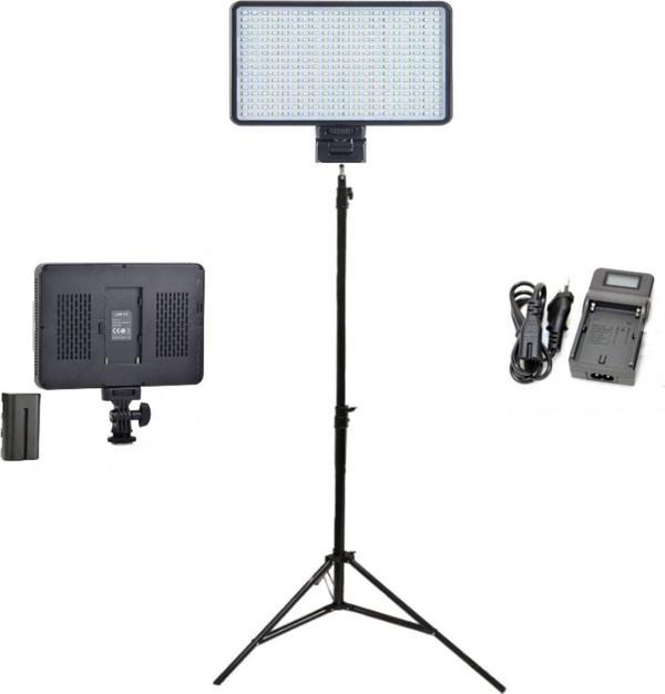 Fototek Pro Led-320 Video Kamera Işığı Tepe Lambası Led Işık + 2 Metre Işık Ayağı F770 Batarya Ve Şarj - Image 1