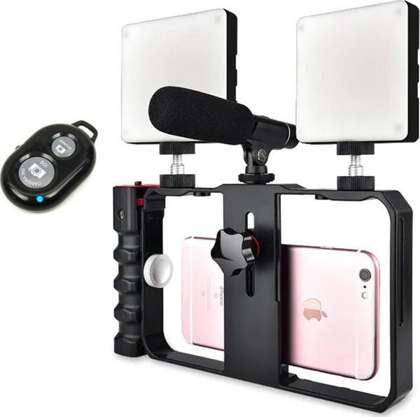 Fototek Telefonlar İçin Mobil Telefon Kafesi Foto Video Rig Cage Profesyonel Video Çekim Kafesi Kumandalı - Image 1