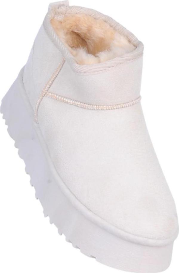 Skuaıter Tinsa Bej Kadın İçi Kürklü Düz Bot - Image 1