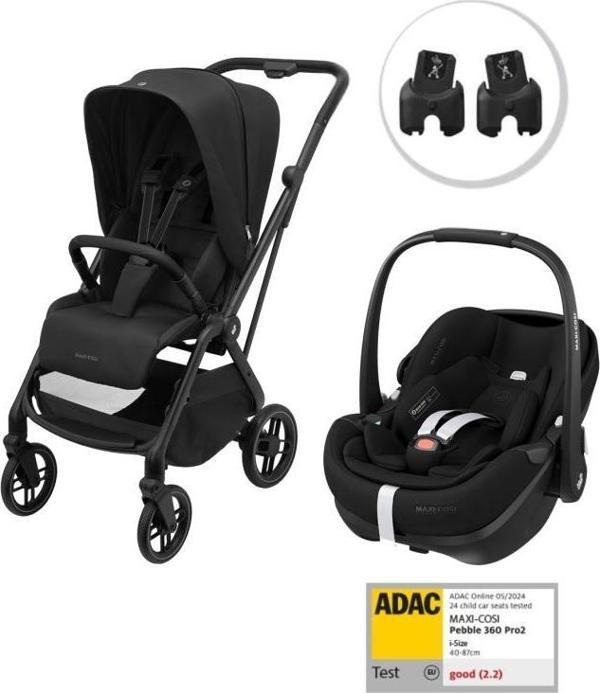Maxi-Cosi Leona2-Pebble 360 Pro Tek Elle Katlanabilen Çift Yönlü Seyahat Sistem Bebek Arabası Black - Image 1
