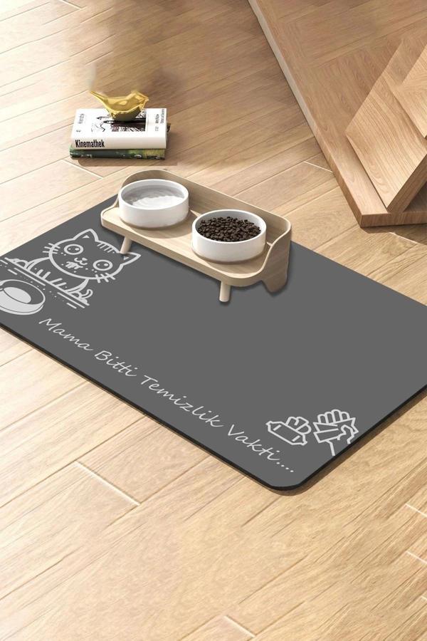 MAtGo Pati Temizlik Vakti Evcil Hayvan Beslenme Matı Sıvı Geçirmez Kedi Köpek Mama Paspası 50x70cm - Image 1