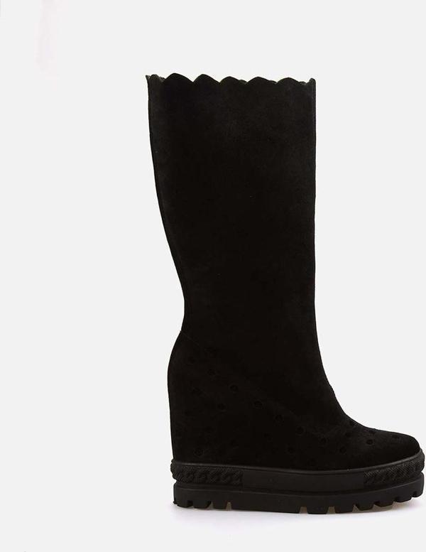 Rouge Kauçuk Taban Hakiki Deri 12Cm Dolgu Topuklu Kadın Çizme 6201-1 - Image 1