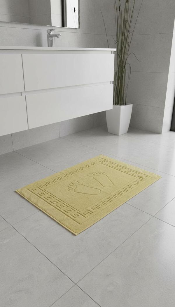 Sarı Greek Ayak Havlusu - 50x70 Cm, 245 Gr, %100 Pamuk, Spa Ve Otel Banyo Paspası, Günlük Kullanıma Uygun - Image 1