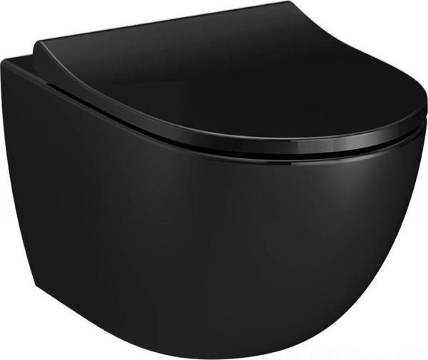 VitrA Asma Klozet Sento Rim-ex Kanalsız, Parlak Siyah, 7748B070-0559 - Image 1