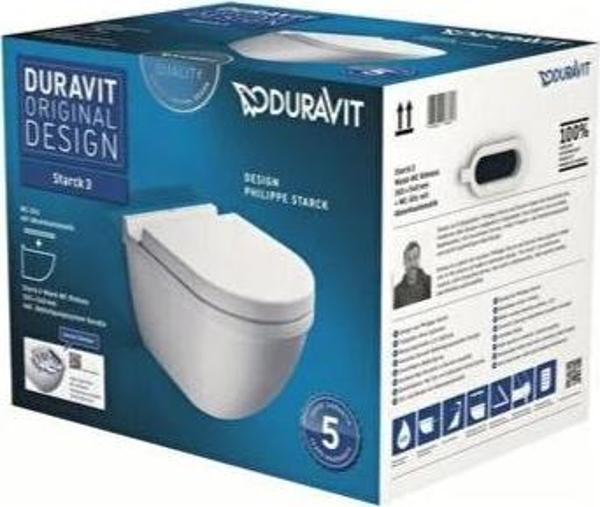 Duravit Starck 3 Kanalsız Rimless Asma Klozet (Özel Kutuda, Yavaş Kapanır Kapak Dahil) 45273900A1 - Image 1